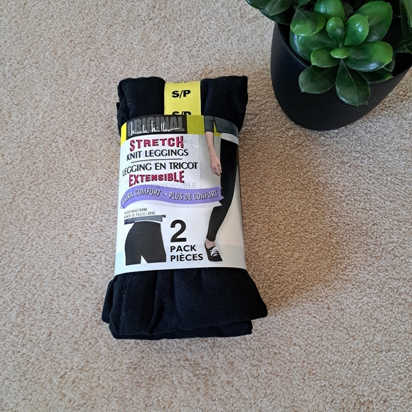 New! Nicole Miller Leggings 2 Pack Size Small Black Stretch Pants Cotton - Picture 2 of 10